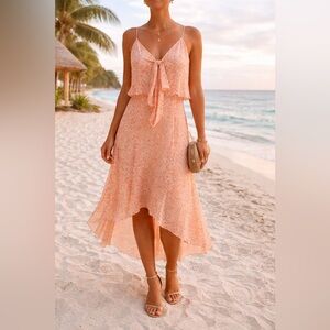 Diane von Furstenberg Silk Floral Dress Sz 6 Boho Flowy Hi-Low Wedding Guest